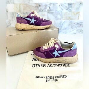Golden Goose Running Sole 36 Purple Suede Light Blue Original Box